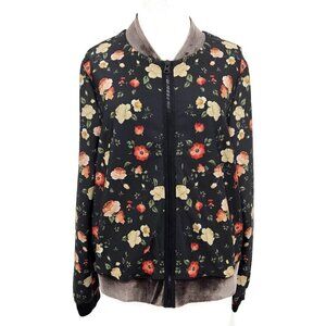 Ultracor Stealth Botanica Floral Bomber Jacket Womens L Velvet Stripe Pockets